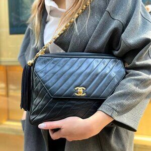 Authentic Vintage Chanel Large Bijou Strap Shoulder Camera CrossBody Bag Purse